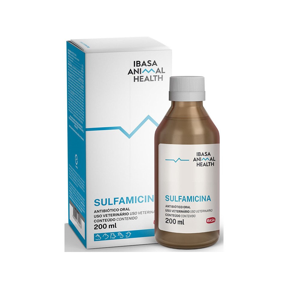 Sulfamicina Ibasa 200ml Antibiótico Oral Aves Suínos em Oferta na Shopee