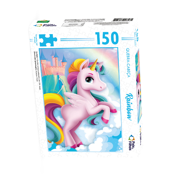 Quebra-Cabeça Infantil Unicórnio Rainbow 150 Peças Diversão Mágica Colorida Criança Arte Kit
