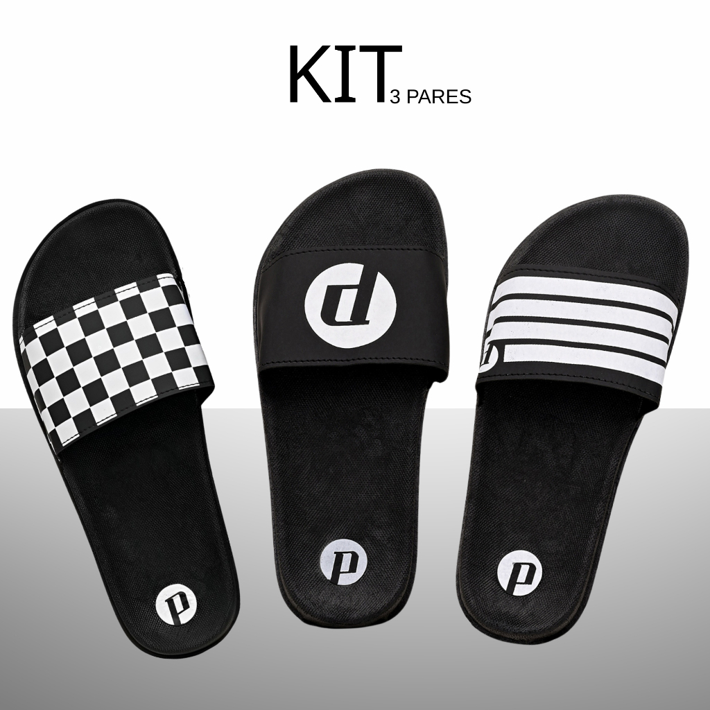 Kit 1,2 e 3 Pares Chinelo Slide Masculino Feminino Calce Fácil Macio em Oferta na Shopee