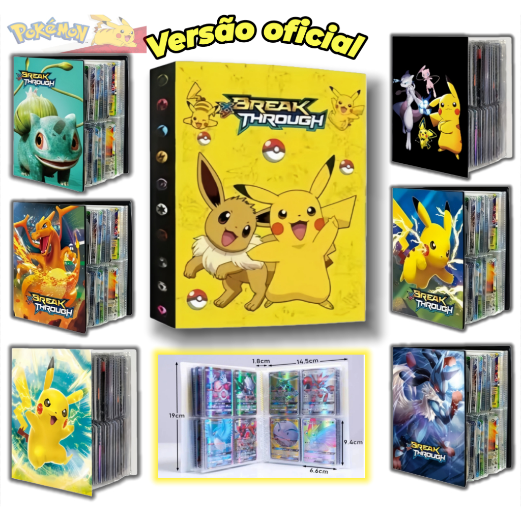 Álbum Pokémon Pikachu 240/400/540 Cartas Pasta Cards Colecionadores TCG em Oferta na Shopee