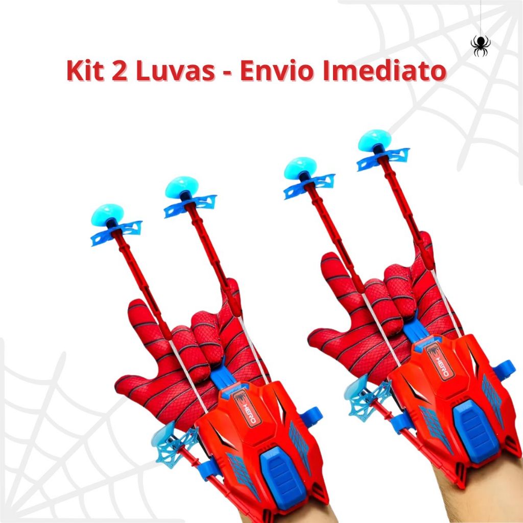 Kit Luva Lançador de Teia Homem Aranha Brinquedo Infantil Dardos com Ventosa Herói Spider Man