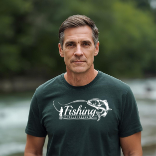 Camiseta mascolina 100% Algodão Estampada Fishing Pesca Pescador para Rio Pescaria dia dia lazer