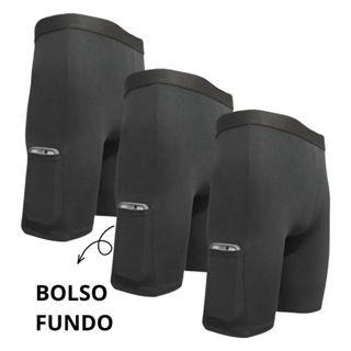 Kit Com 3 Bermudas Short Ciclista Corrida Segunda Pele Masculino Para Homem Com Bolso Confortável em Oferta na Shopee