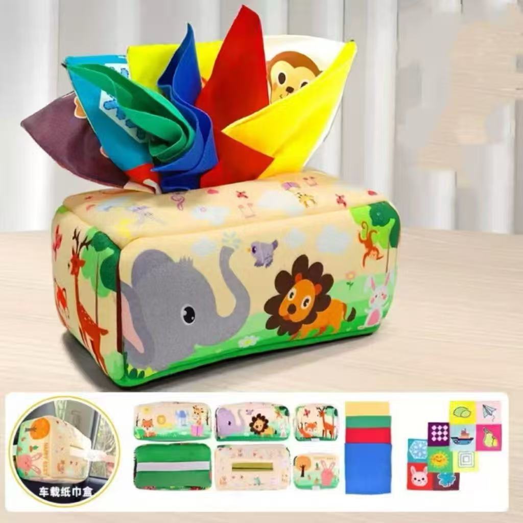 Brinquedo Sensorial Caixa De Tecido Para Bebês De 6-12 Meses Educacional Montessori