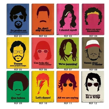 Kit 36 Quadros Decorativo Frases MPB Nacional Rock Coleção em Oferta na Shopee