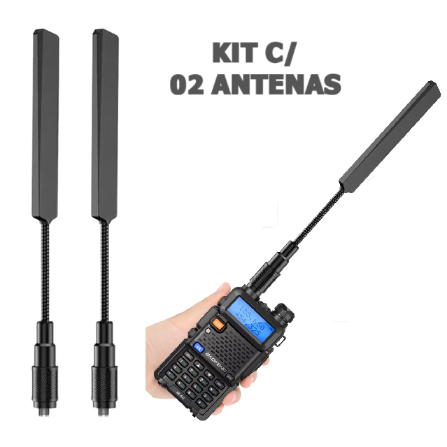 Kit Com 2 Antena Tática Abbree Ar-188 Vhf Uhf Radio Baofeng