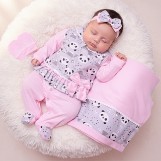 Saída de Maternidade Menina Mimosa Pandinha Rosa 04 Peças em Oferta na Shopee