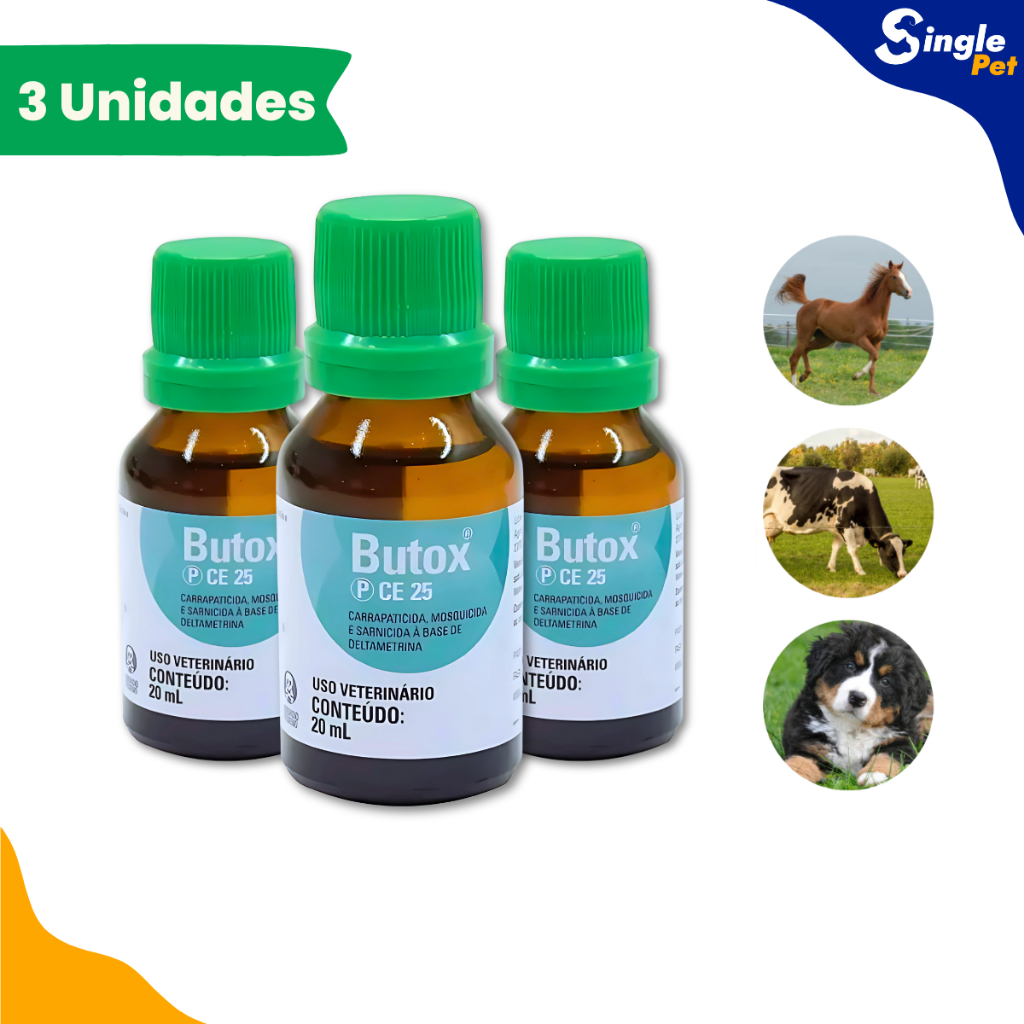 Butox MSD Antipulgas e Carrapatos 20ml - Kit 3 Unidades em Oferta na Shopee