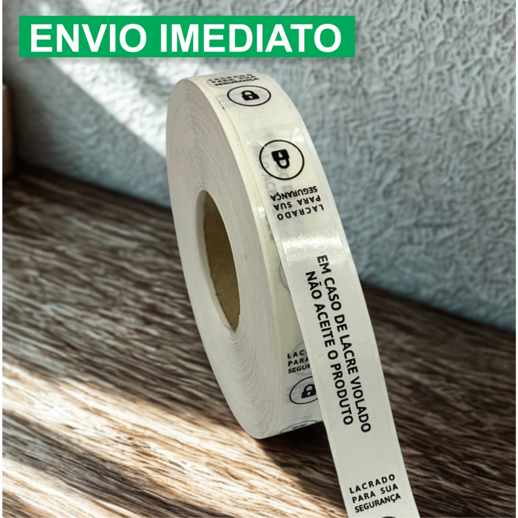 500 Lacres P/ Embalagem Delivery Sacola Segurança Adesivo 1,5x12cm - BOPP TRANSPARENTE CADEADO
