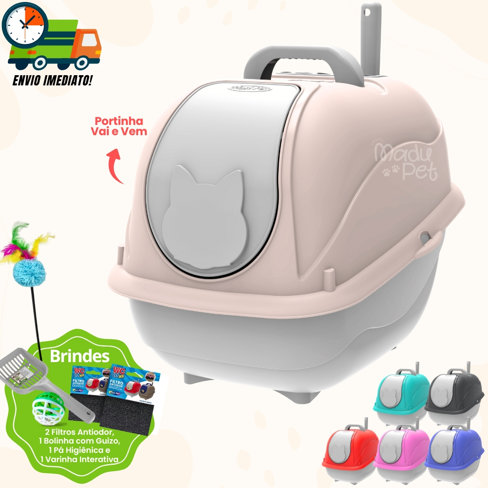 Caixa de Areia para Gatos Fechado Banheiro Higiênico Box Luxo + Pá e Filtro Promoção Envio Imediato em Oferta na Shopee