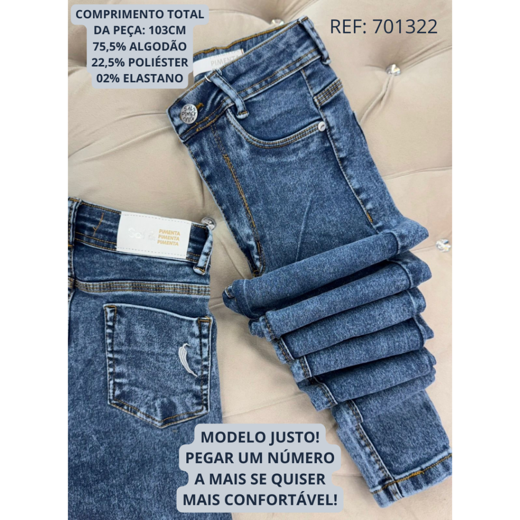 Calça Jeans Sal E Pimenta Pimenta Original Feminina Skinny Cintura Alta Elastano