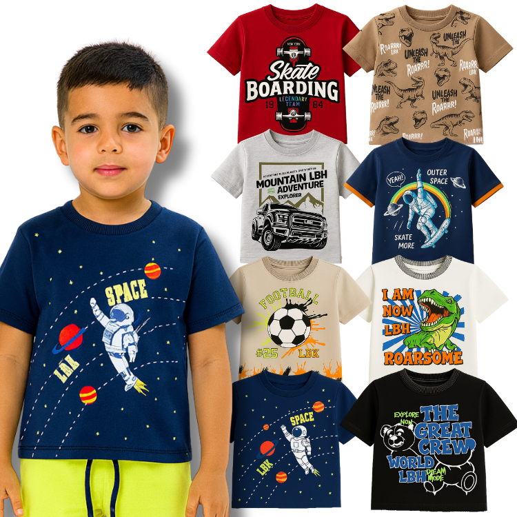Kit Sortido 5 Camisetas Coleção Estampada Masculino/Menino Infantil do 2 ao 10 - Roupas de Verão