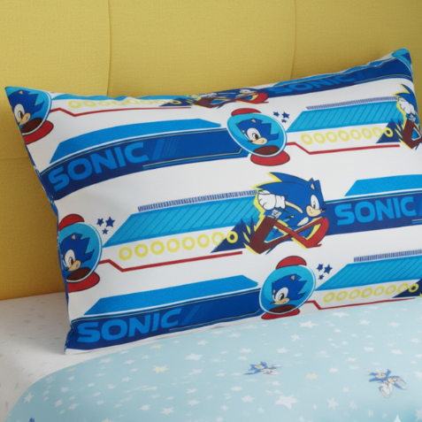 Detalhes do Fronha Avulsa Infantil Sonic Solteiro 50cm×70cm Super Macia Poliéster