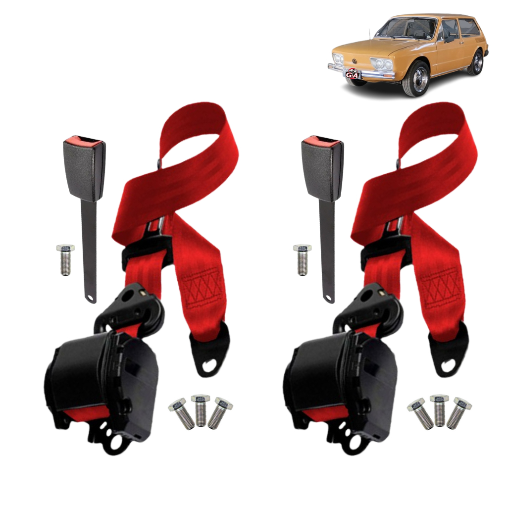 kit cinto de segurança dianteiro 2 bancos completos retrátil macho e fêmea Vw Brasília