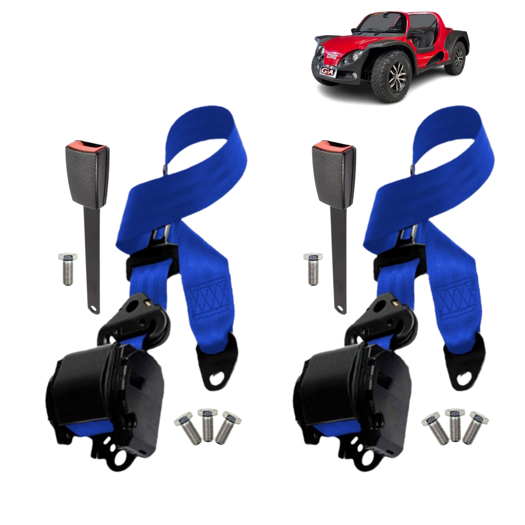 kit cinto de segurança dianteiro 2 bancos completos retrátil macho e fêmea Bugue Buggy