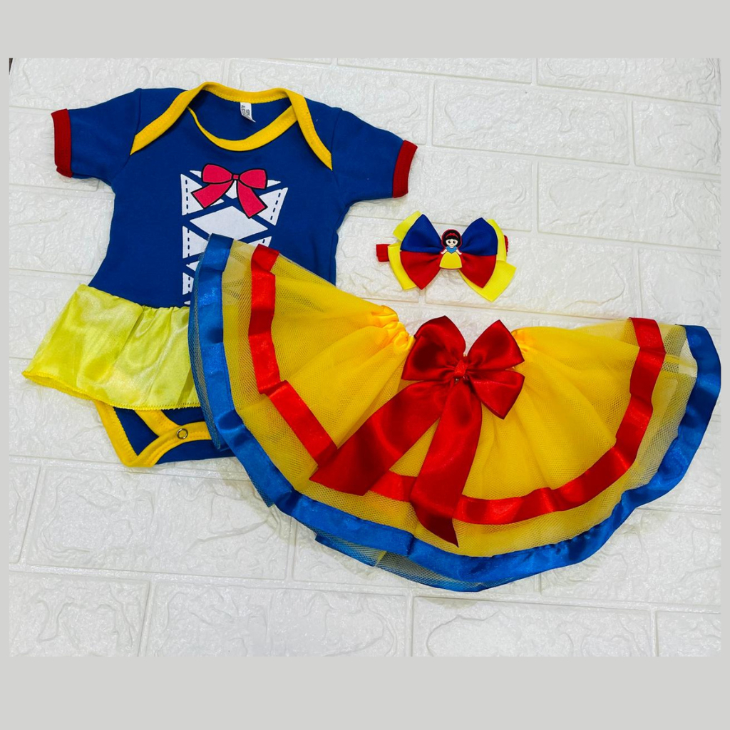 Kit Body e Saia de Luxo Branca de Neve Mesversário Menina em Oferta na Shopee