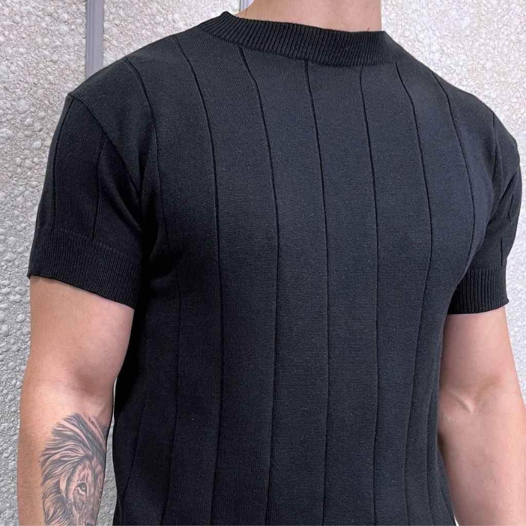 Camiseta Masculina Canelada Slim Fit Camisa Modal Elegante Social Lisa em Oferta na Shopee