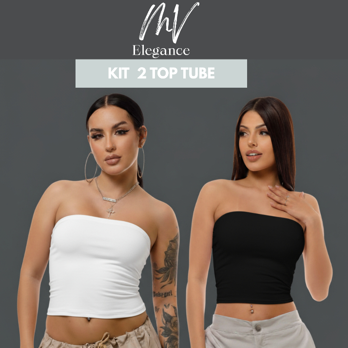 Kit 2 Tube Top Feminino Blusa Tomara Que Caia Suplex Forro Duplo