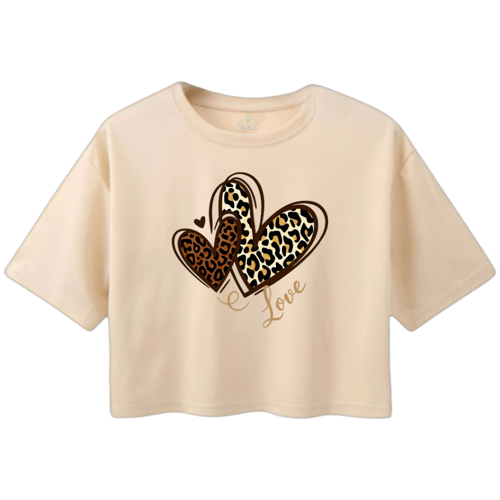 Cropped Feminino Oversized Estampado Coração Blusinha Soltinha em Oferta na Shopee