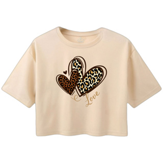 Cropped Feminino Oversized Estampado Coração Blusinha Soltinha em Oferta na Shopee