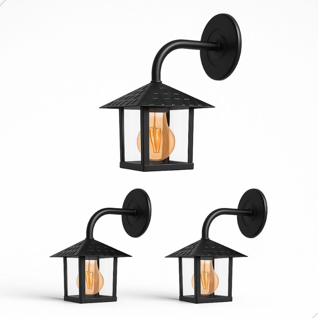 Kit 3 Arandela Quadrada Nina Preto Clássica Colonial Decorativa Rústica Parede Bivolt 110v 220v em Oferta na Shopee