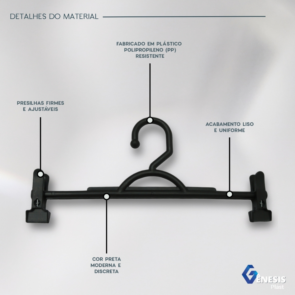 Kit 25 Unidades 50 Presilhas Cabide Prendedor Adulto Preto Resistente Saias Calças Shorts