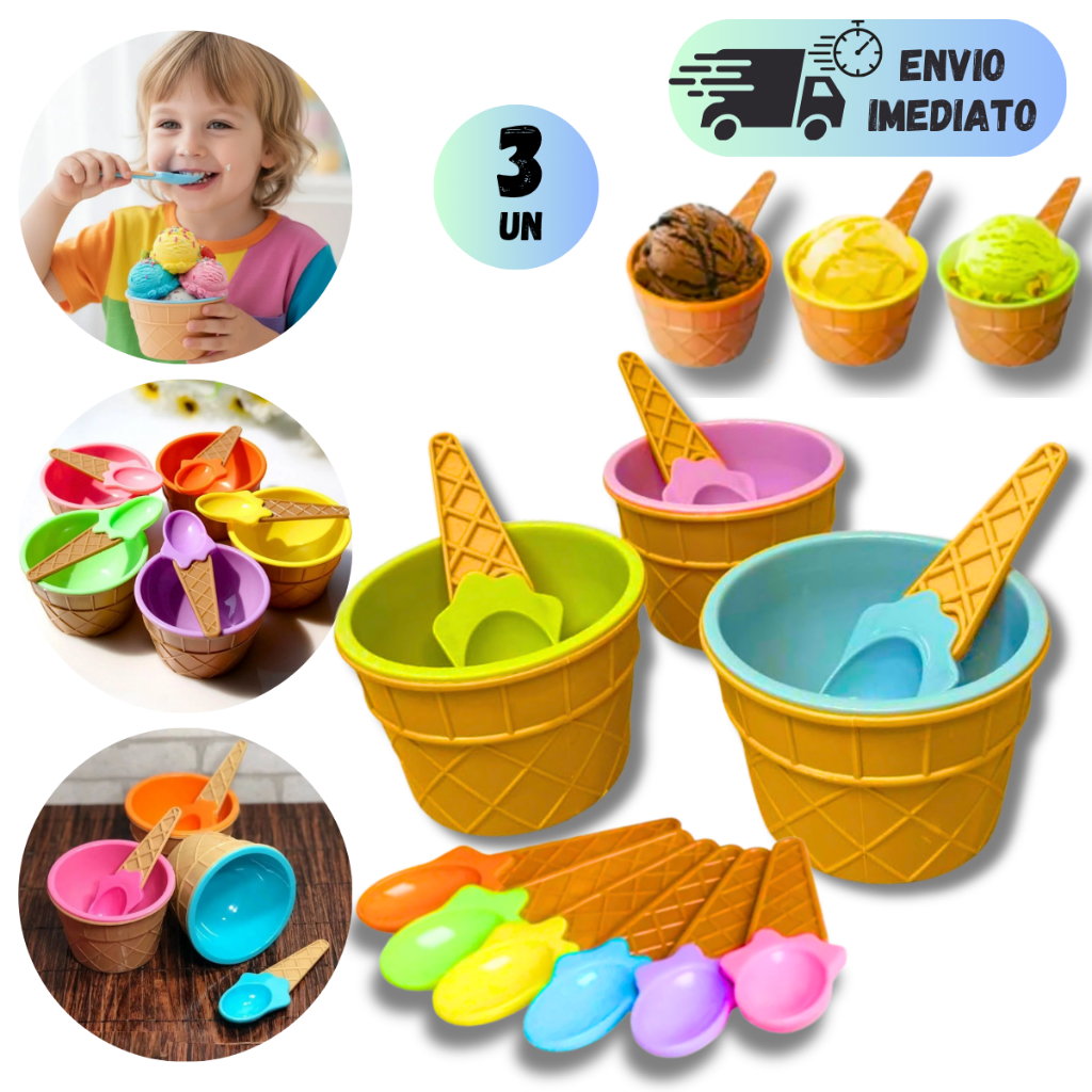 KIT 2 OU 3 TIGELAS DE SORVETE COLORIDA PARA SOBREMESA FRUTAS AÇAI POTE DE SOBREMESA