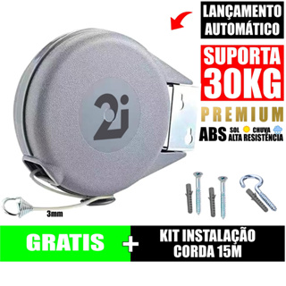 Varal Retrátil Recolhivel Automático de Parede uso Externo Interno Extensivel 15 metros de Distância em Oferta na Shopee