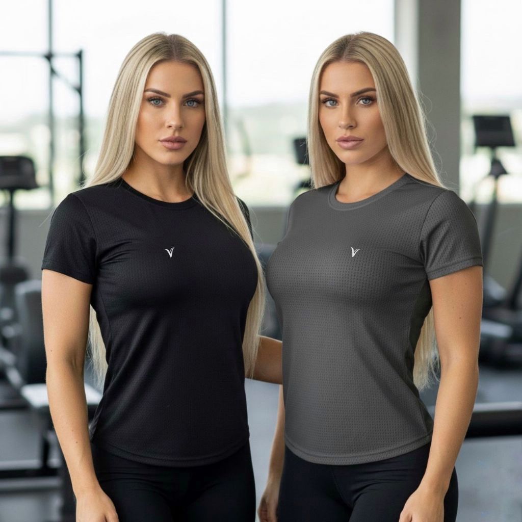 Detalhes do Kit 2 Camiseta Dry Fit Feminina Original Respirável Confortável Ideal Para Treinos Academia