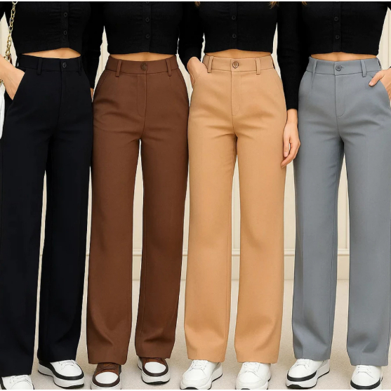 Calça pantalona alfaitaria social feminina cintura alta wid leg premium com botão Calça pantalona alfaitaria social feminina cintura alta wid leg premium com botão