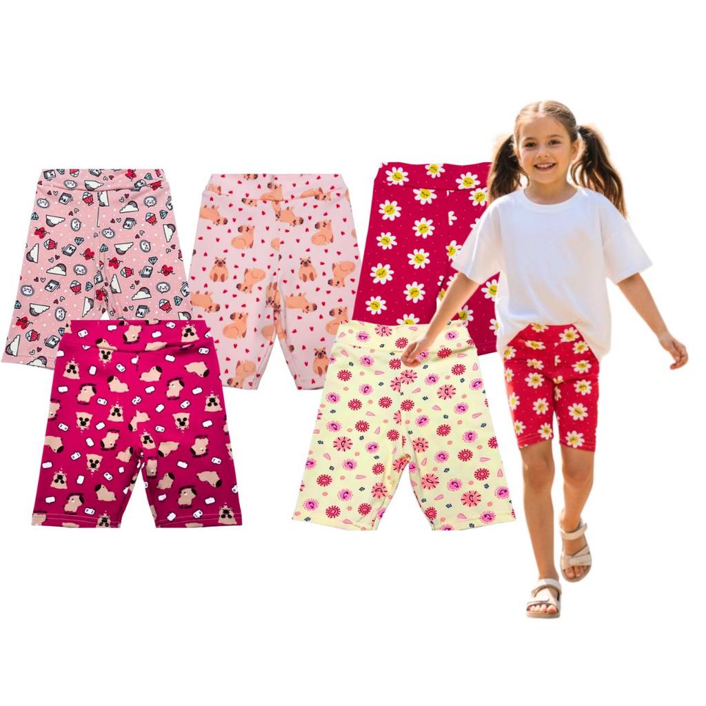 Kit 5 Shortes Infantil Menina com Estampas Sortidas do 1 ao 14 em Oferta na Shopee