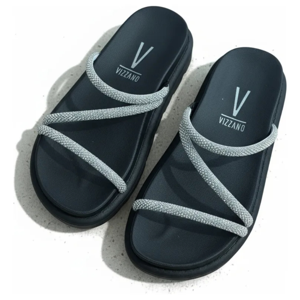 Vizzano Papete Feminina Strass Pedraria Brillho Sandalia Confortável