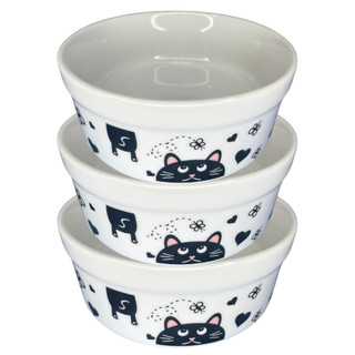 Kit Comedouro Bebedouro 3 Peças Pet Felino 300Ml Gato Borboleta Exclusivo