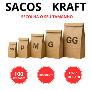 Kit 100 Sacos Delivery Kraft Papel Reforçado – Embalagem Ecológica para Lanches Marmitas e Sobremesas em Oferta na Shopee