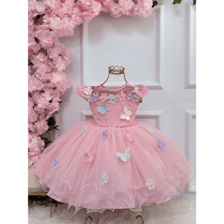 Vestido Jardim Encantado Aplique Borboletas e Flores-1.2.3.4 em Oferta na Shopee