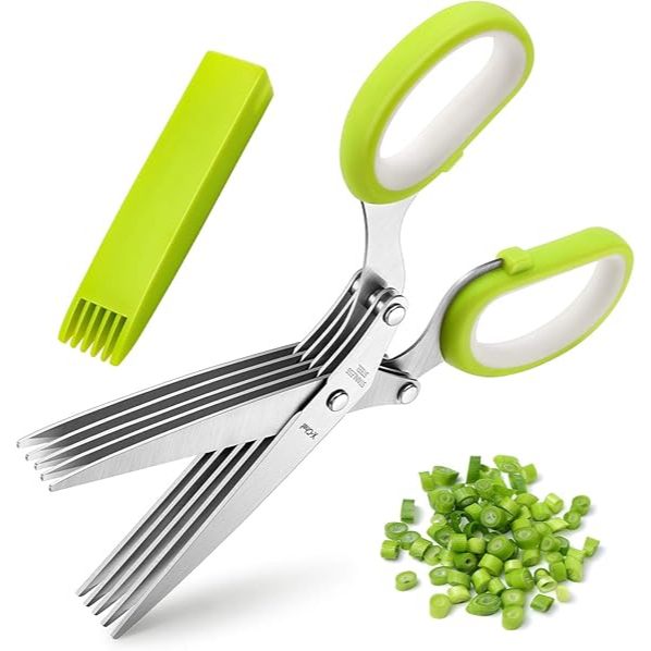 Tesoura de Cozinha 5 Lâminas Aço Culinária Multiuso Cortar Picar Verduras Salsa Ervas