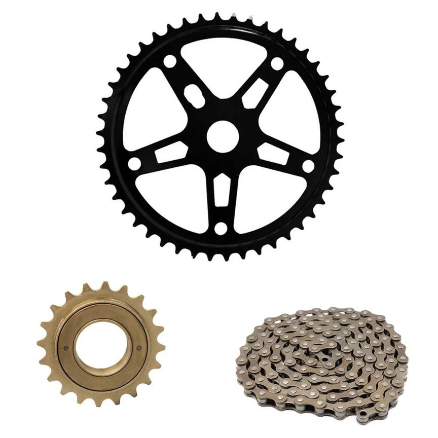 Kit Relação Bike Catraca 20 Dentes + Coroa 40/46 Dentes + Corrente Grossa
