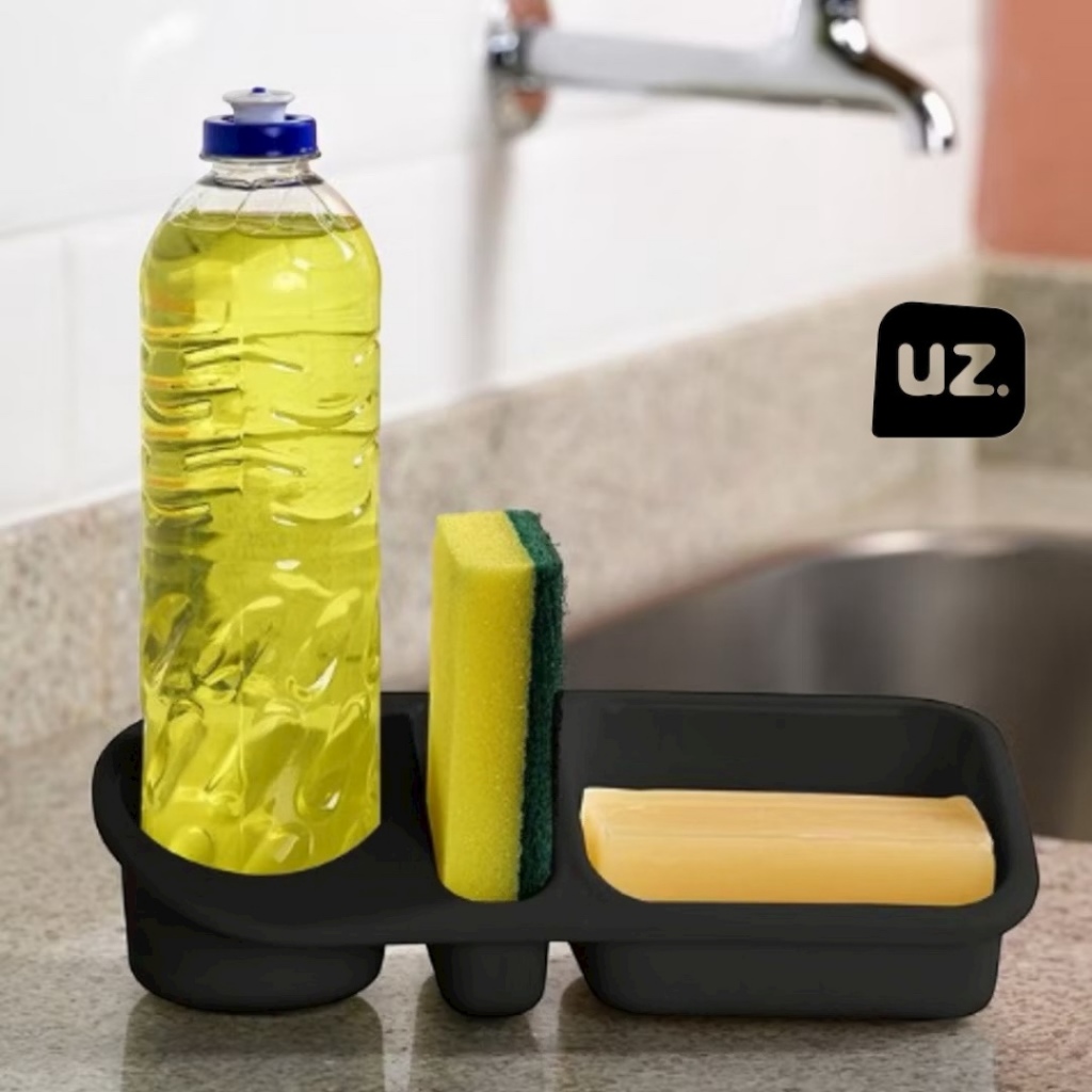 UZ Organizador de Pia, Porta Detergente, Sabão Em Barra e Esponja Suporte Material Plástico Resistente em Oferta na Shopee