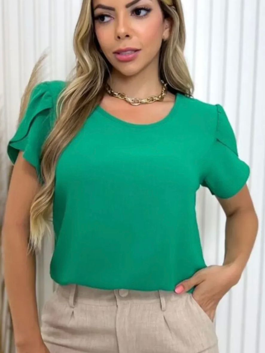 Blusa Manga Tulipa Duna Super Confortável em Oferta na Shopee