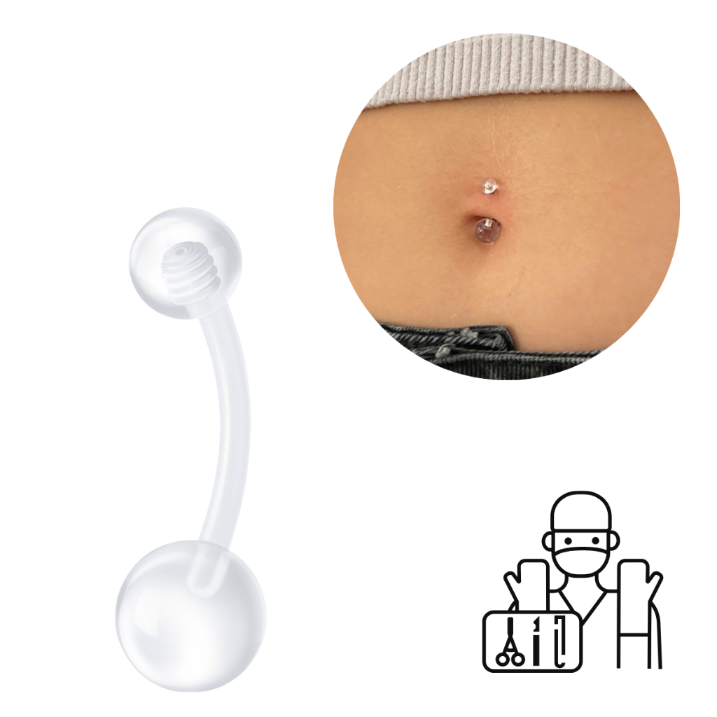 Piercing Banana Bell Bioflex Umbigo  Antialérgico Silicone 1.2x10mm
