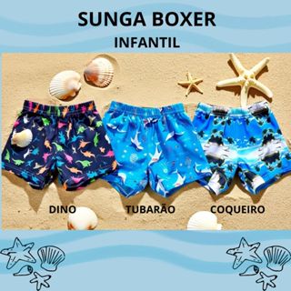 Kit 2 Sunga Infantil Menino Boxer Forro Roupa de Banho Piscina Natação Verão Moda Praia Confortável em Oferta na Shopee