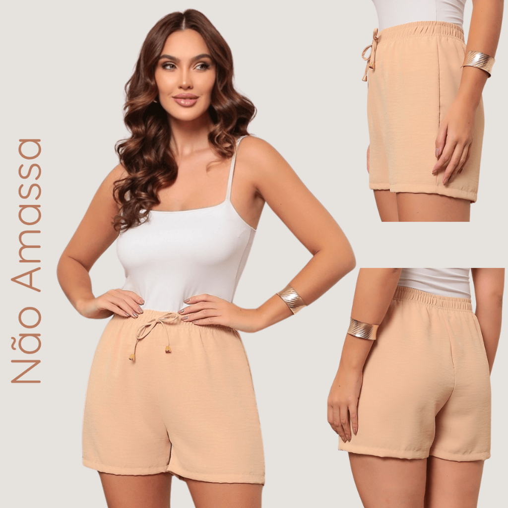 Kit 6 Shorts Duna Feminino Verão Conforto Leveza Estilo Lazer Dia a Dia Secagem Rápida