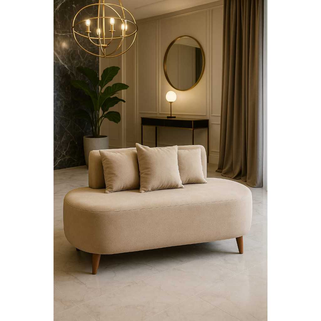 Sofá Orgânico 1,15 Cm Tecido Boucle 02 Lugares Recepção Sala Quarto Closet  Visammer