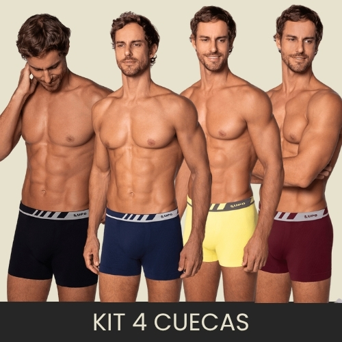 Kit 4 Cuecas Adulto Boxer Lupo Microfibra Original Confortável Microfibra Conforto Dia A Dia