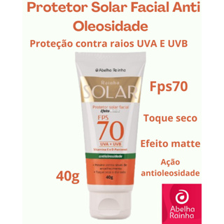 Protetor Solar Facial Antioleosidade FPS 70 Abelha Rainha 40g em Oferta na Shopee