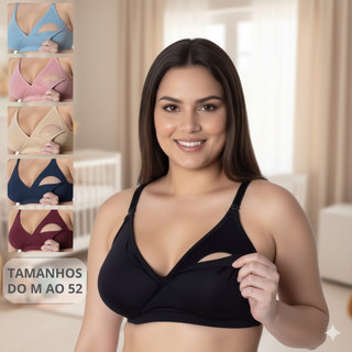 Kit 4 Sutiã Amamentação Reforçado Microfibra Alça Abre Fácil Gestante Grávida.