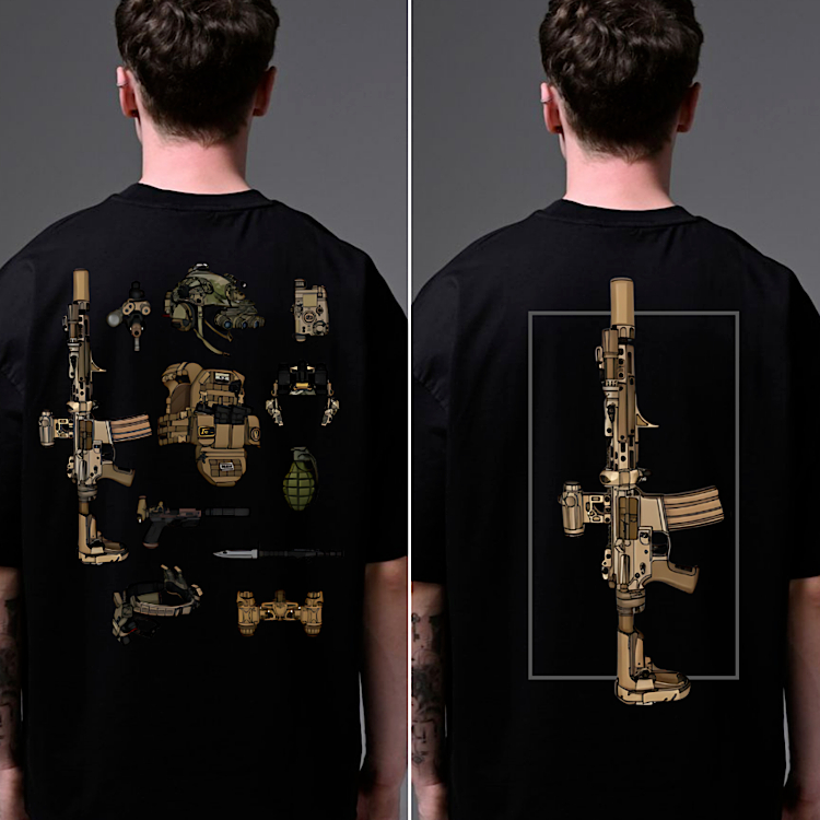 Camiseta Tática Masculina Preta | Estampa Militar Urban Tactical | Algodão Premium em Oferta na Shopee