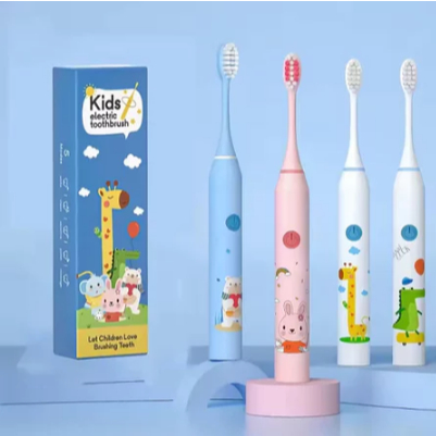 Escova Dental Elétrica Ultra-Sônica Para Crianças Acústica Onda Fofa Cabelos Suaves Dupla Face Limpa Cuidados