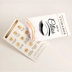 Cartão - Cuidados com os Cílios - Extensão/ Alongamento/ Lash Design / Salão / 9x5 cm / Cores