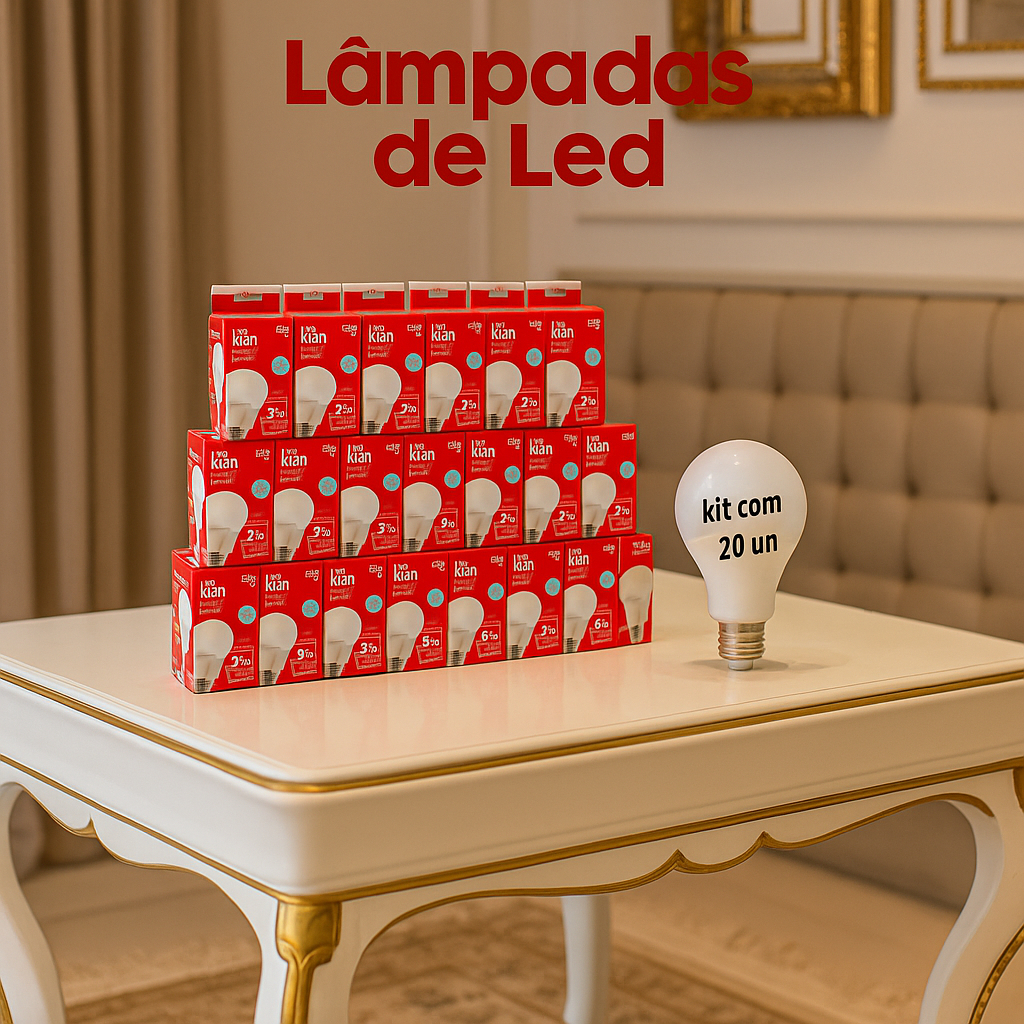 Kit 20 Lampada LED 9w Amarela 3000K Bivolt Economica